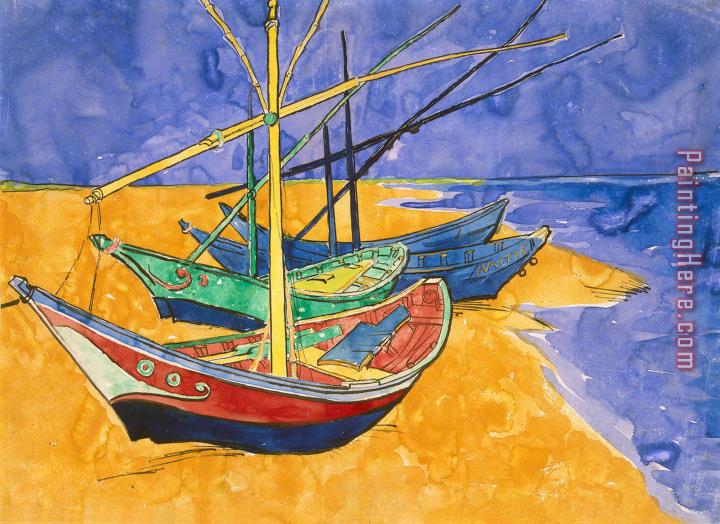 Vincent van Gogh Fishing Boats on the Beach at Saintes Maries de la Mer
